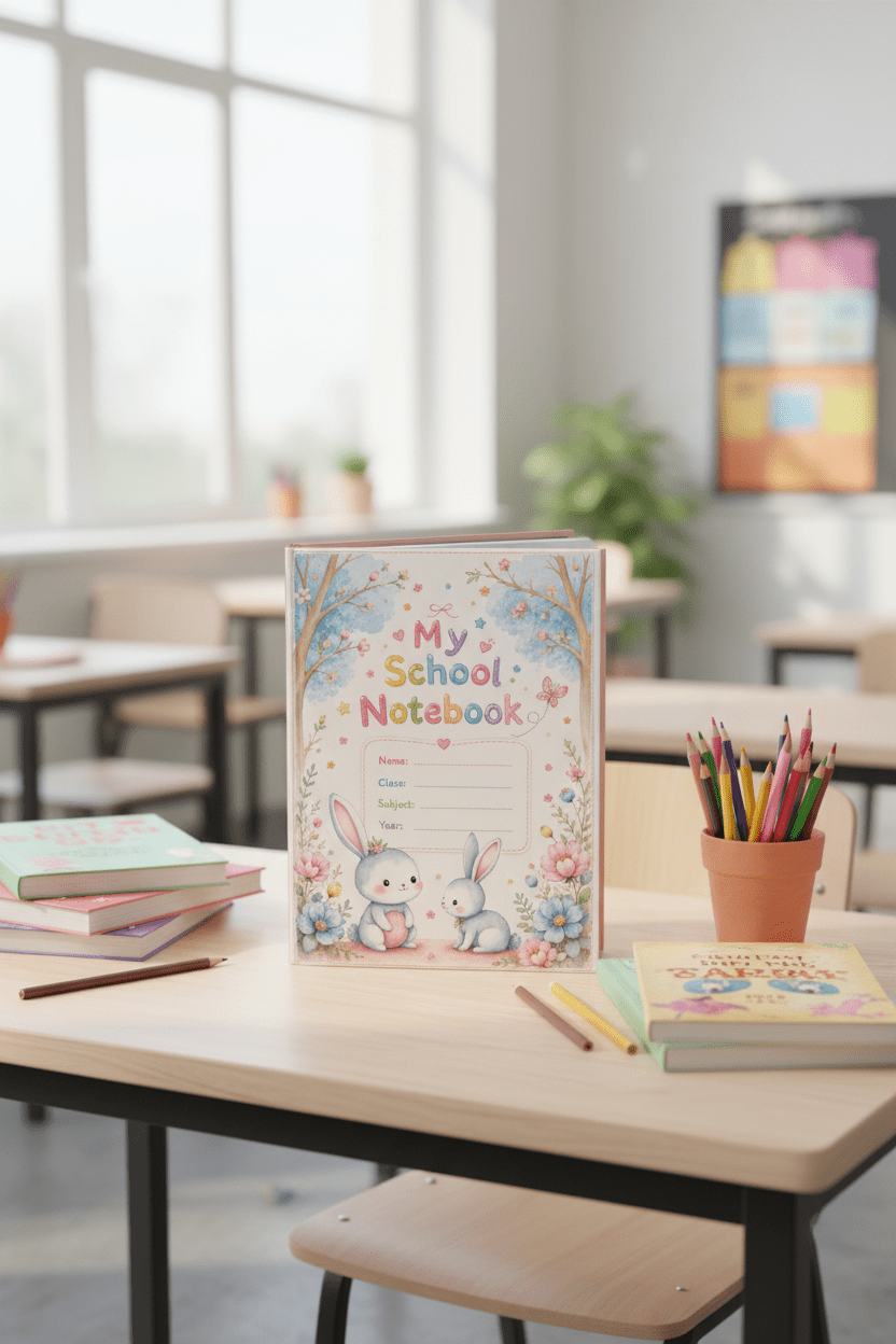 Notebook on school desk