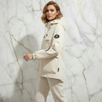 Off-white jacket walking pose