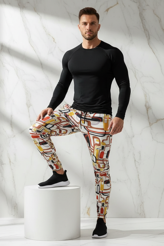 One foot elevated on platform