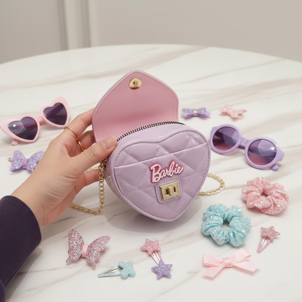 Opened bag with kids accessories