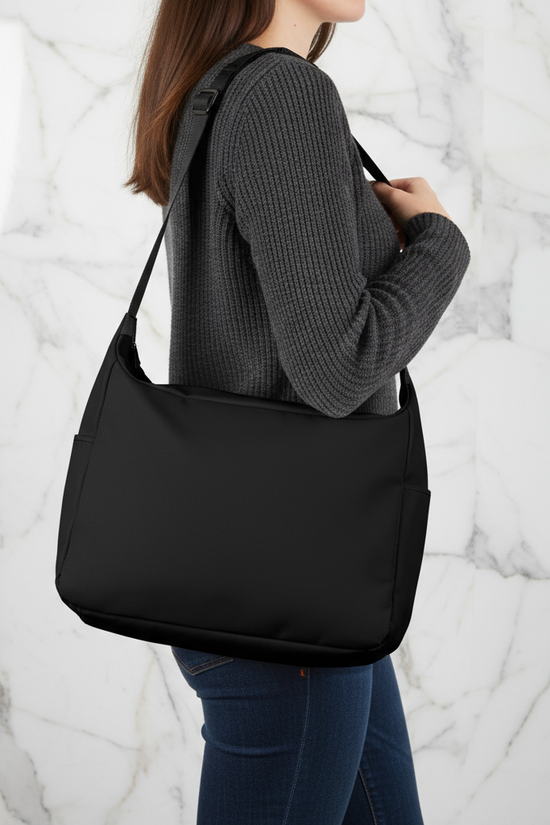 Opposite side view - woman with bag