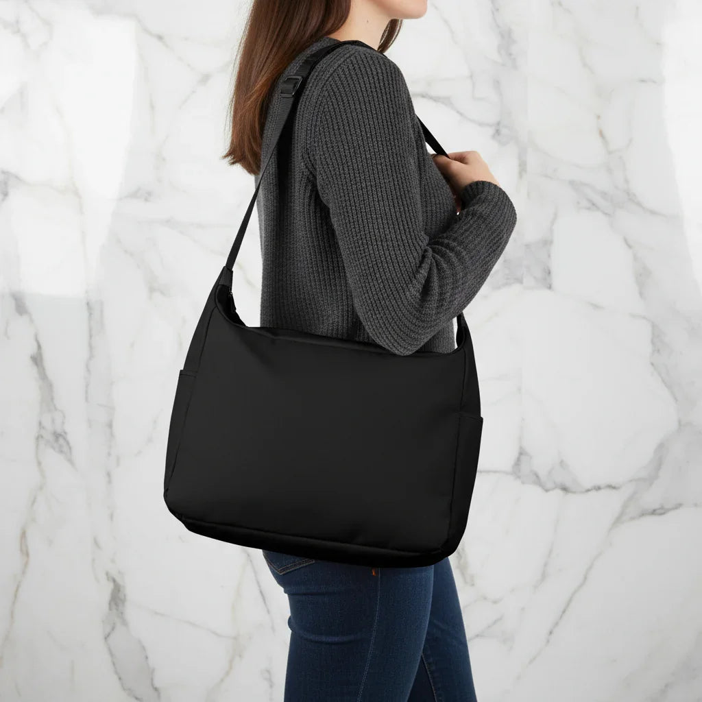 Opposite side view - woman with bag