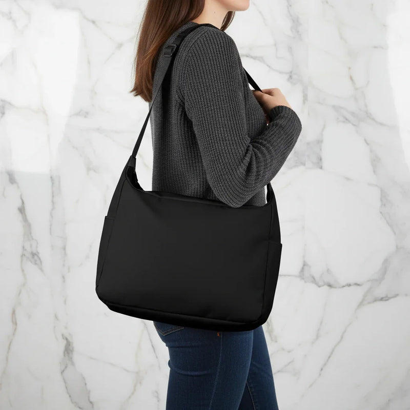 Opposite side view - woman with bag