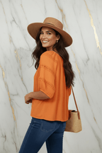 Orange Blouse Back Diagonal View