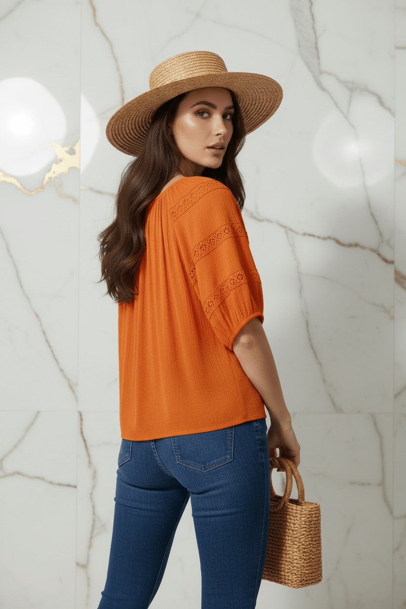 Orange Blouse Back View