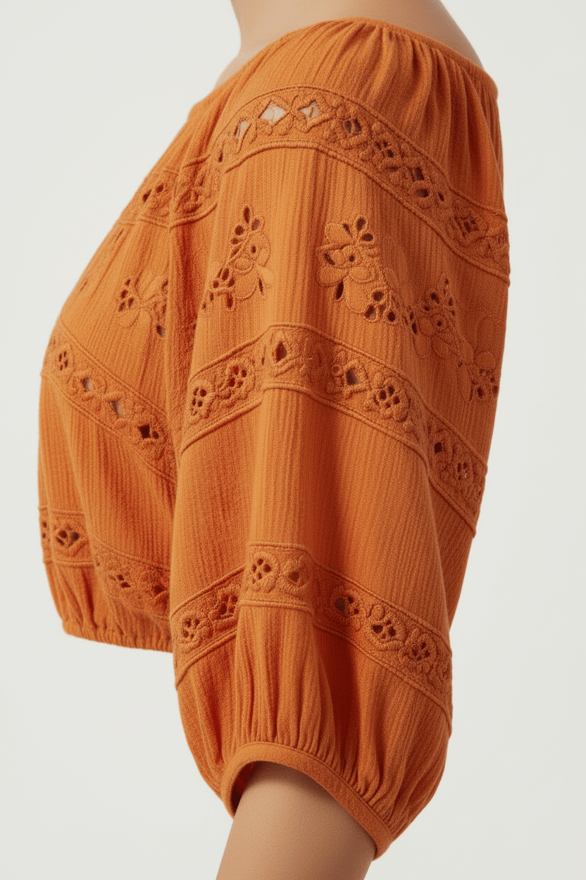 Orange Blouse Embroidery Detail