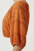 Orange Blouse Embroidery Detail