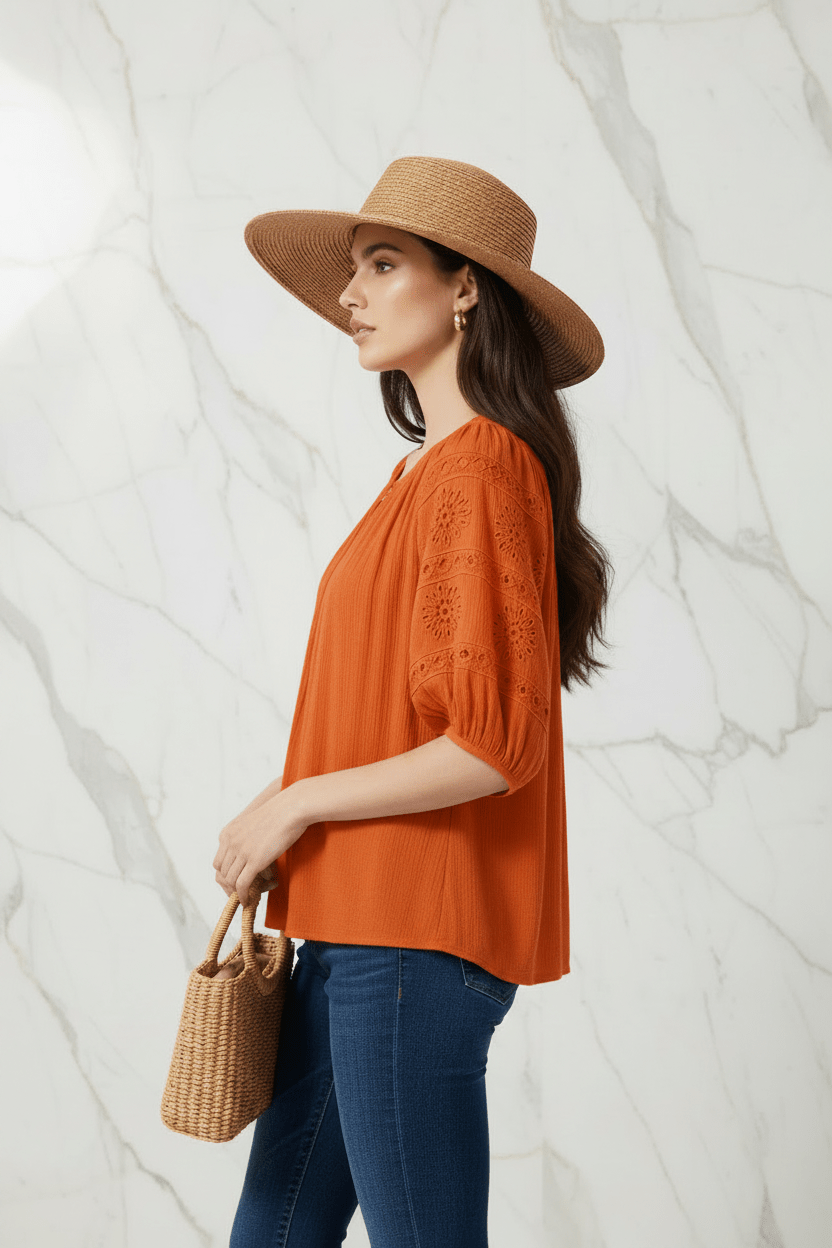 Orange Blouse Left Side View