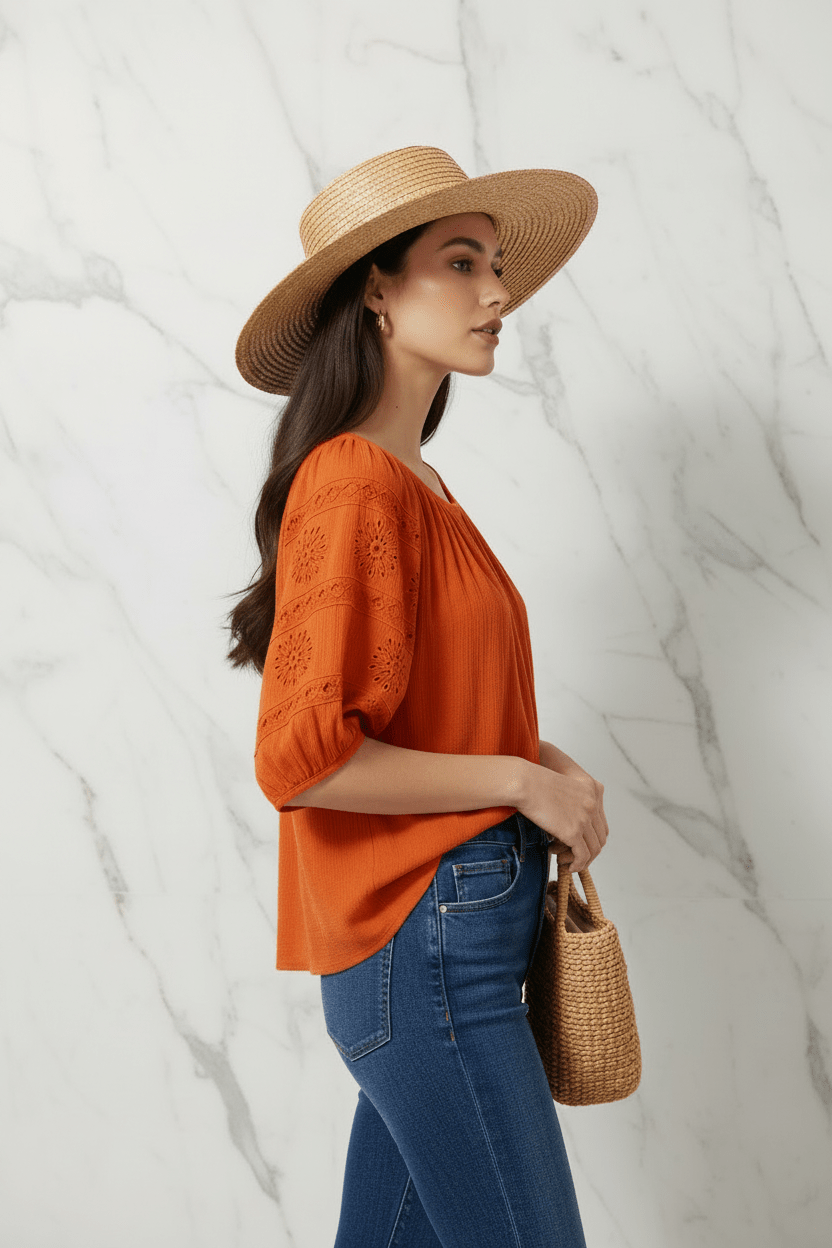 Orange Blouse Side View