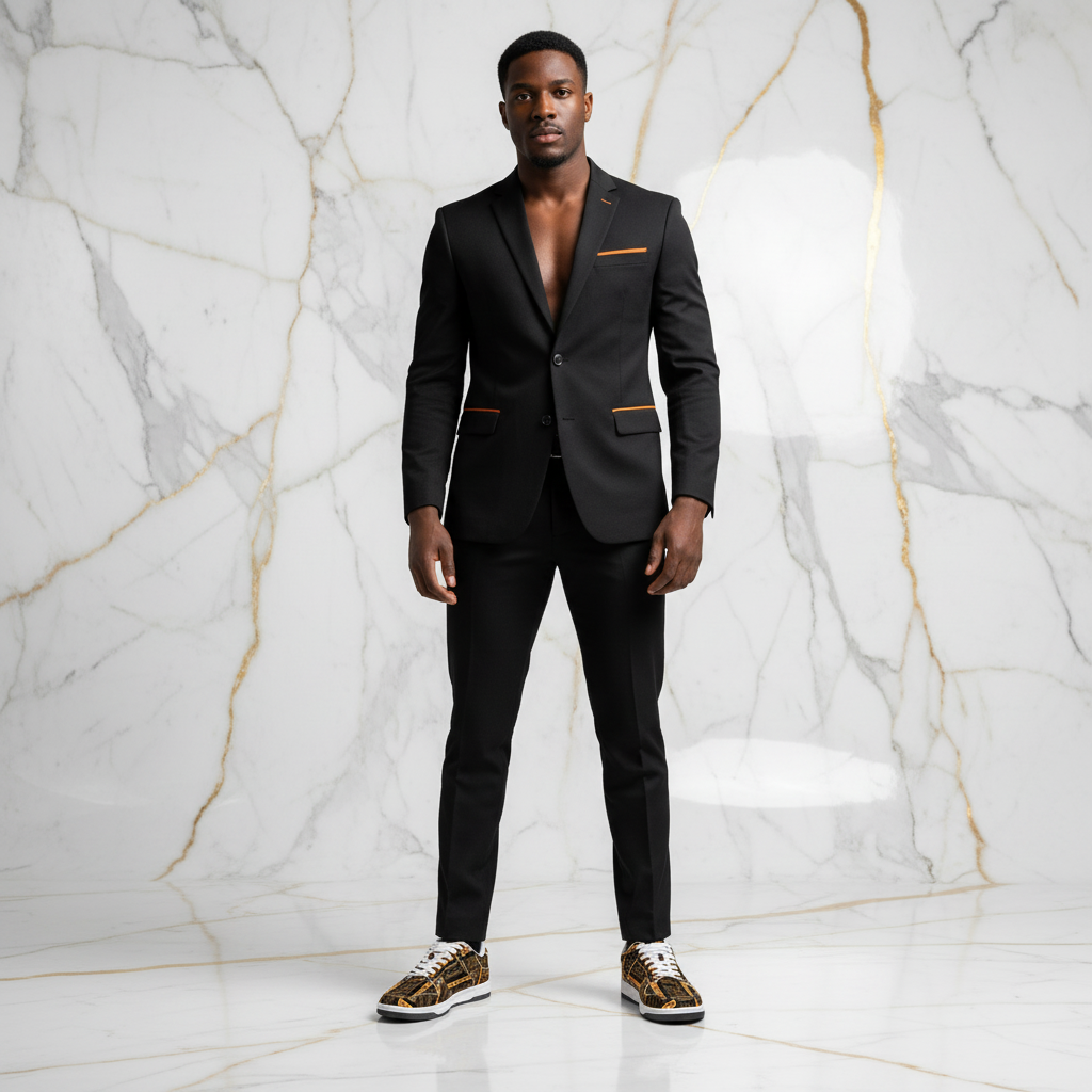 Orange Me Dunk Marble Front Stance