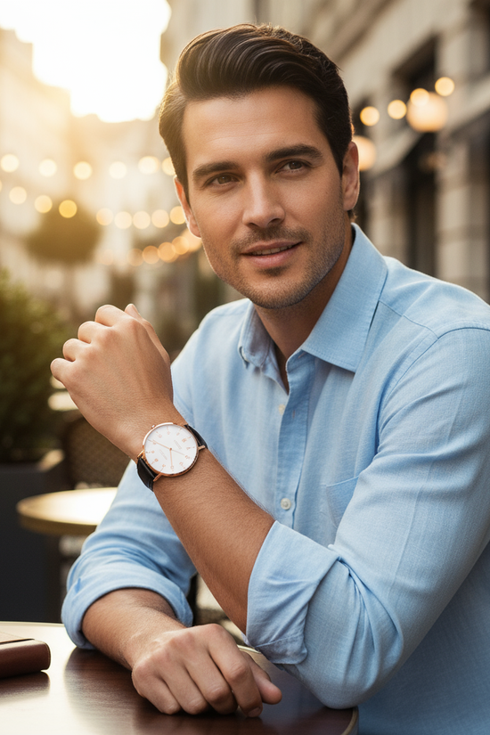 Outdoor café golden hour