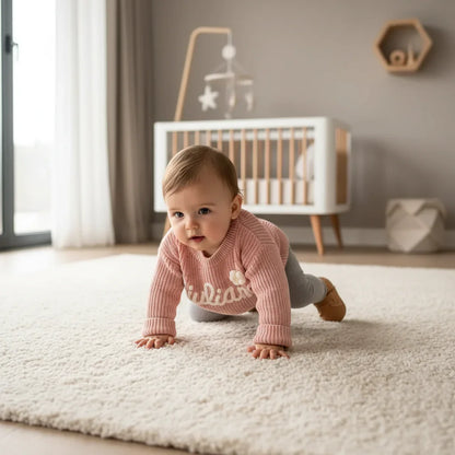 Overhead angle baby crawling