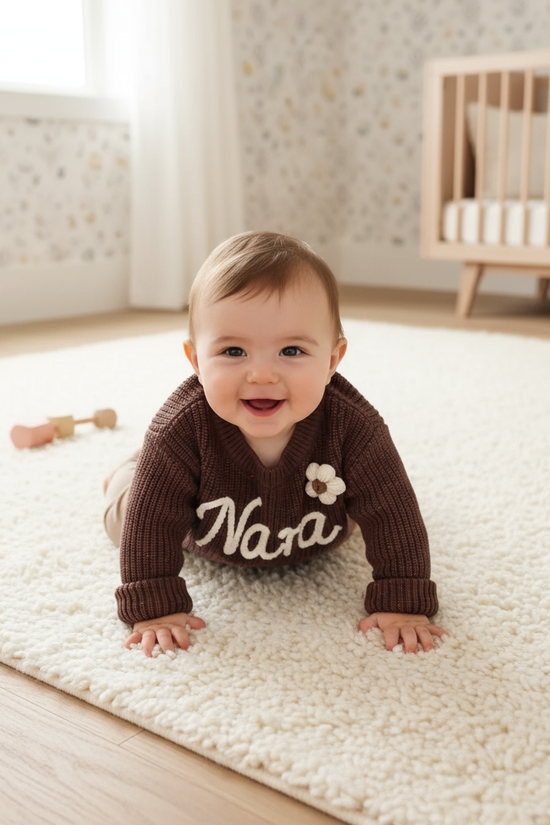 Overhead angle baby crawling
