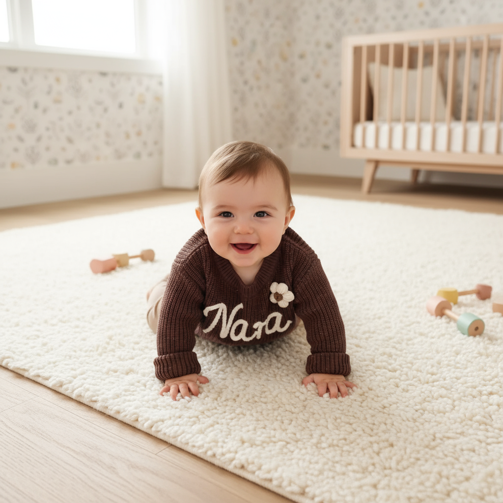 Overhead angle baby crawling