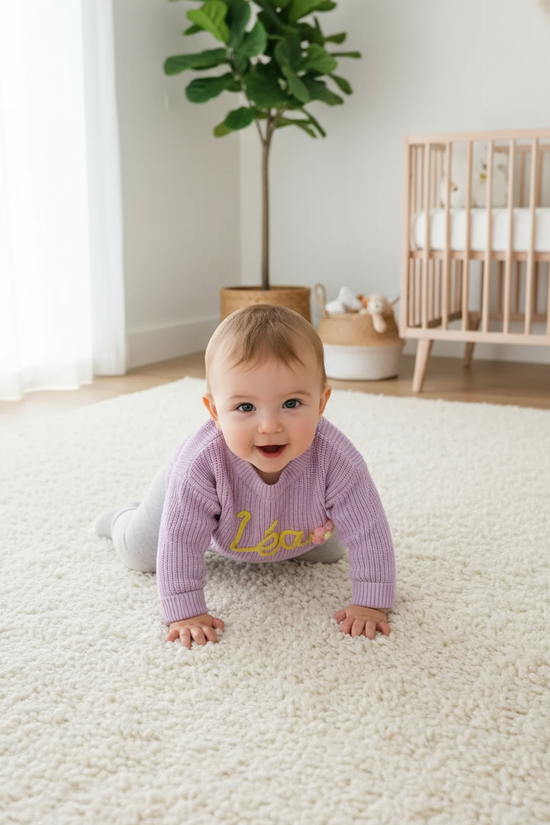 Overhead angle baby crawling