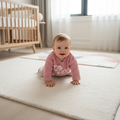 Overhead angle baby crawling