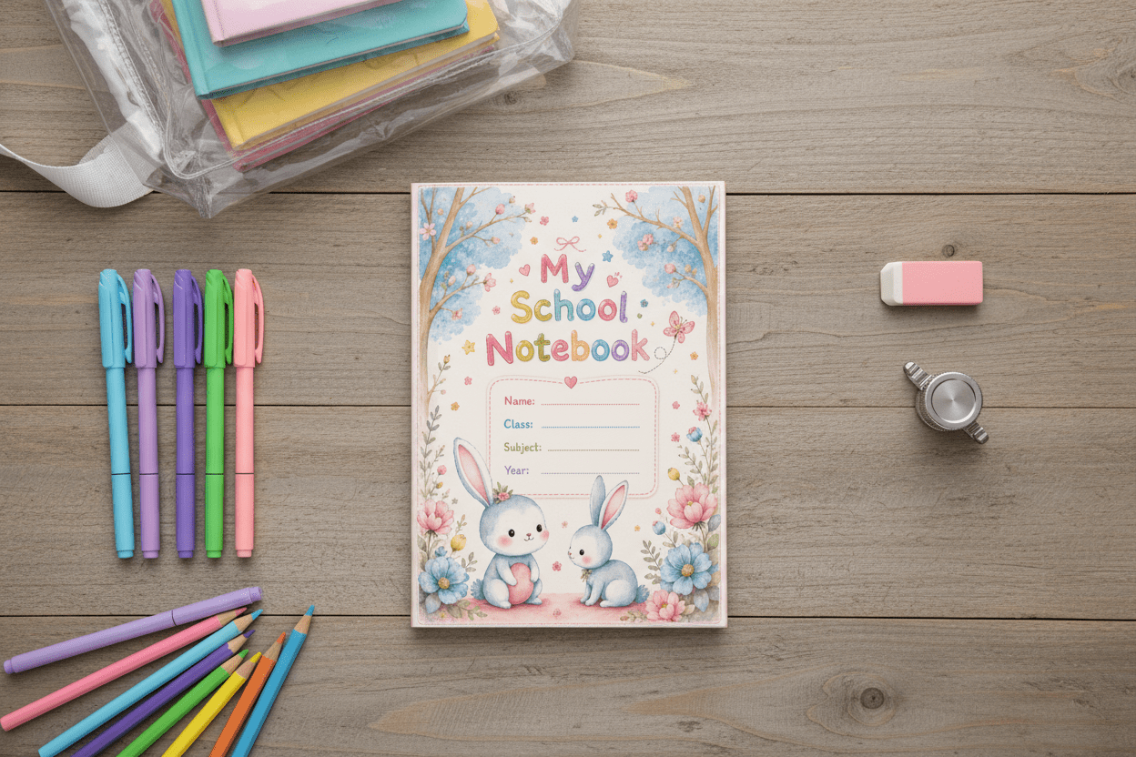 Overhead flat lay notebook