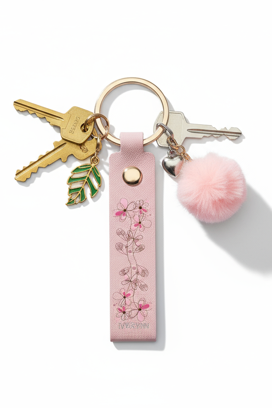 Overhead view with key collection and charms