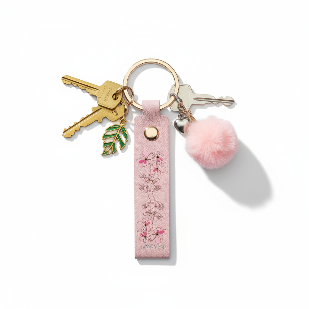 Overhead view with key collection and charms