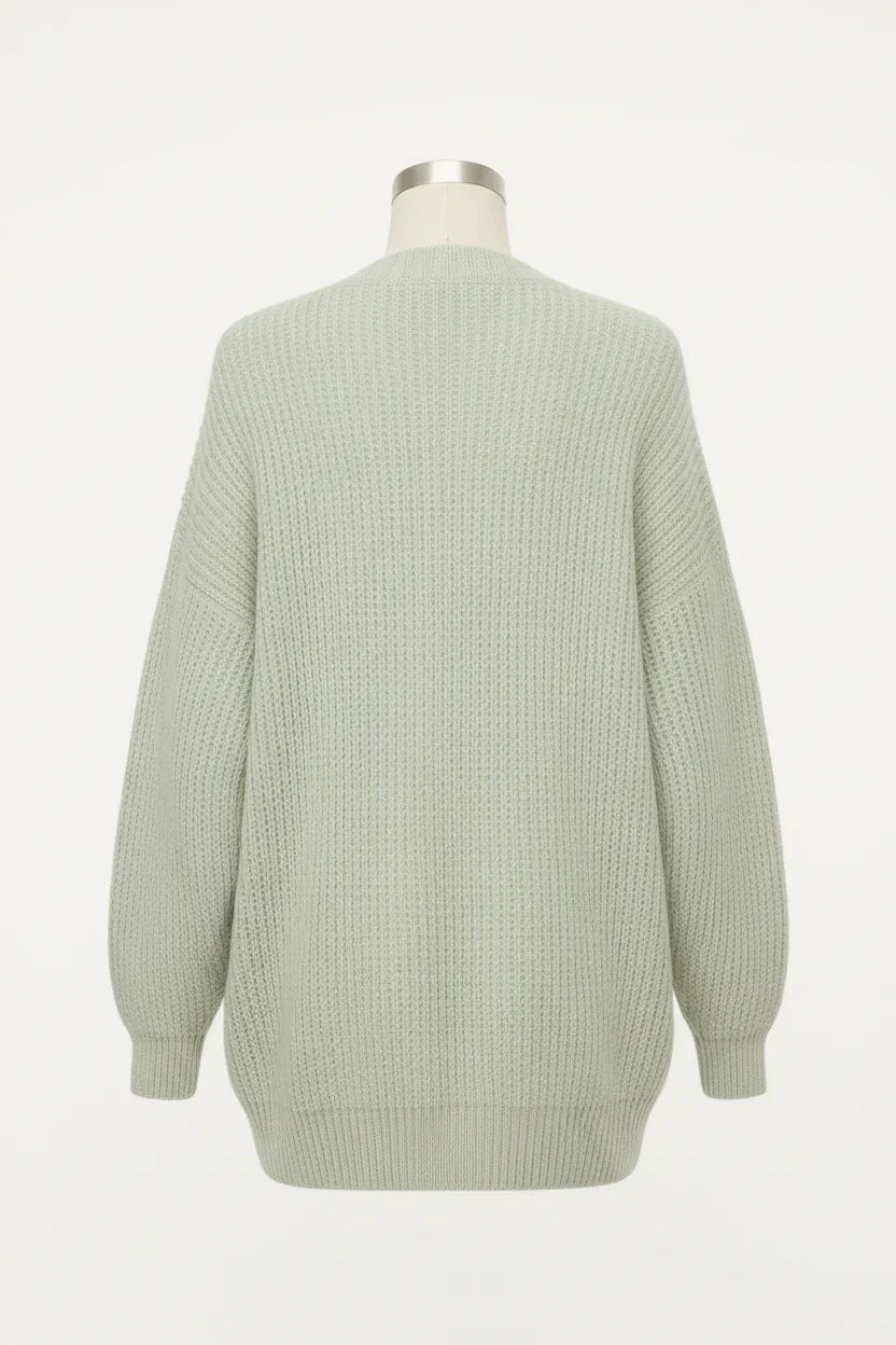 Pale Green Cardigan - Back View Studio