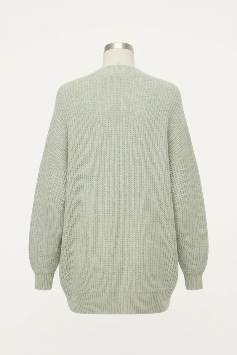 Pale Green Cardigan - Back View Studio