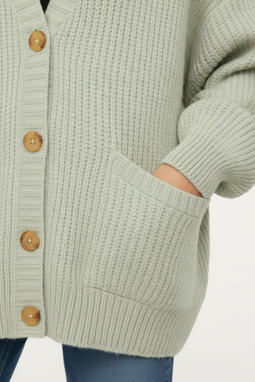 Pale Green Cardigan - Detail Studio