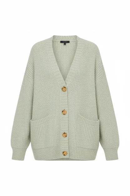 Pale Green Cardigan - Front View Studio