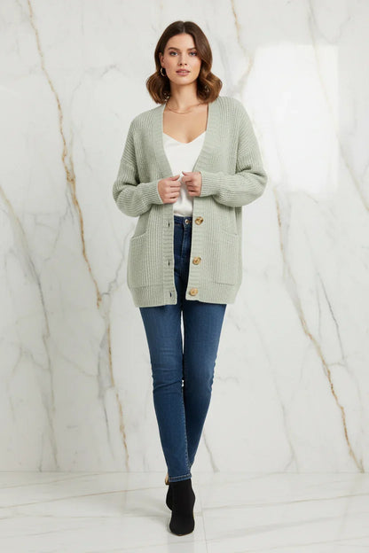 Pale Green Cardigan Marble - Front View