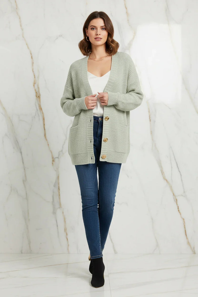 Pale Green Cardigan Marble - Front View
