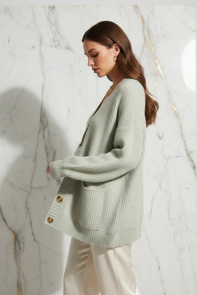 Pale Green Cardigan Marble - Side View