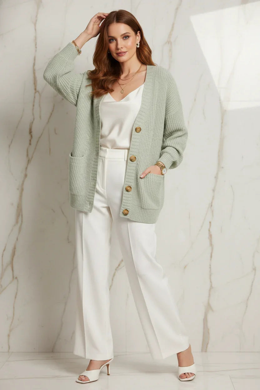 Pale Green Cardigan Marble - Three-Quarter View