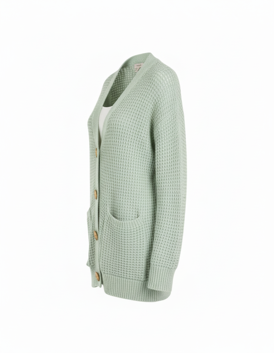 Pale Green Cardigan - Side Profile