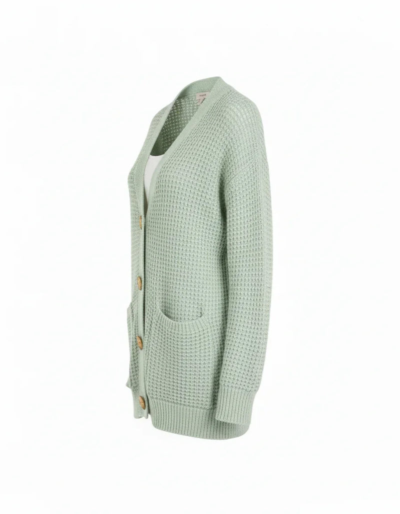 Pale Green Cardigan - Side Profile