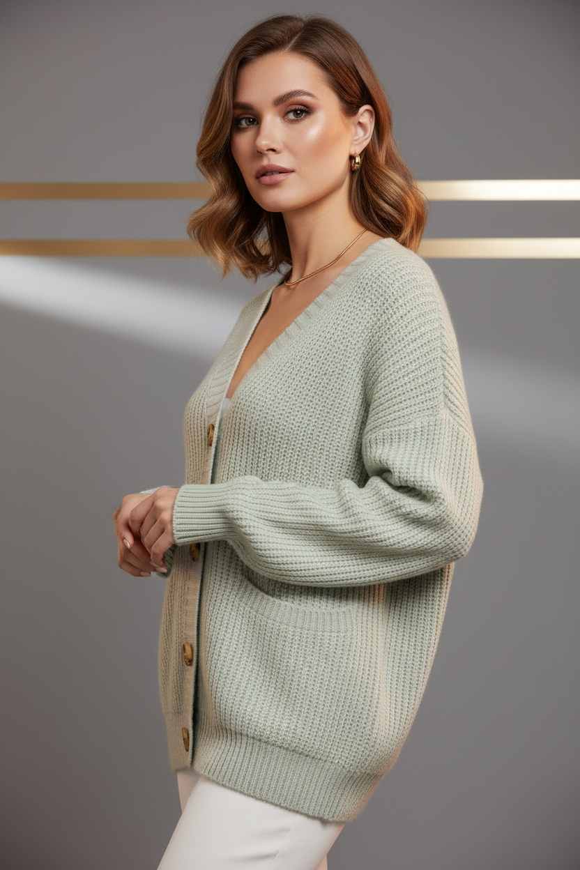 Pale Green Cardigan Studio - Detail