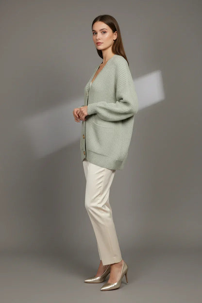 Pale Green Cardigan Studio - Side View