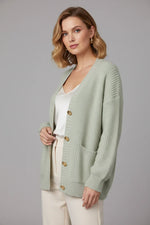 Pale Green Cardigan Studio - Three-Quarter View