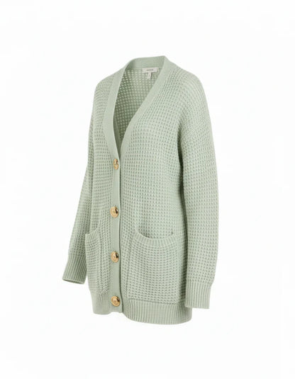 Pale Green Cardigan - Three-Quarter View