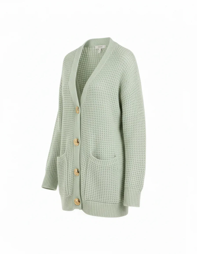 Pale Green Cardigan - Three-Quarter View