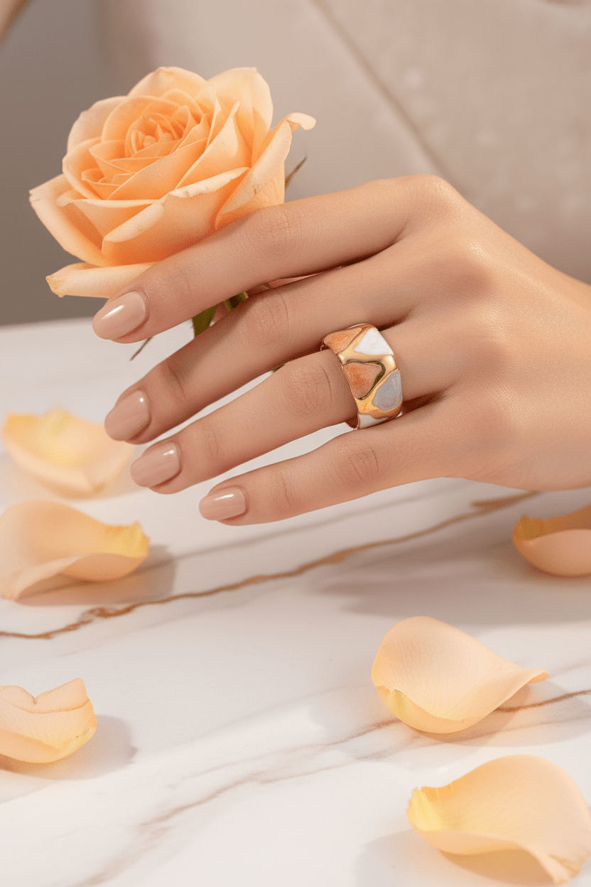 Peach Ring Hand with Rose