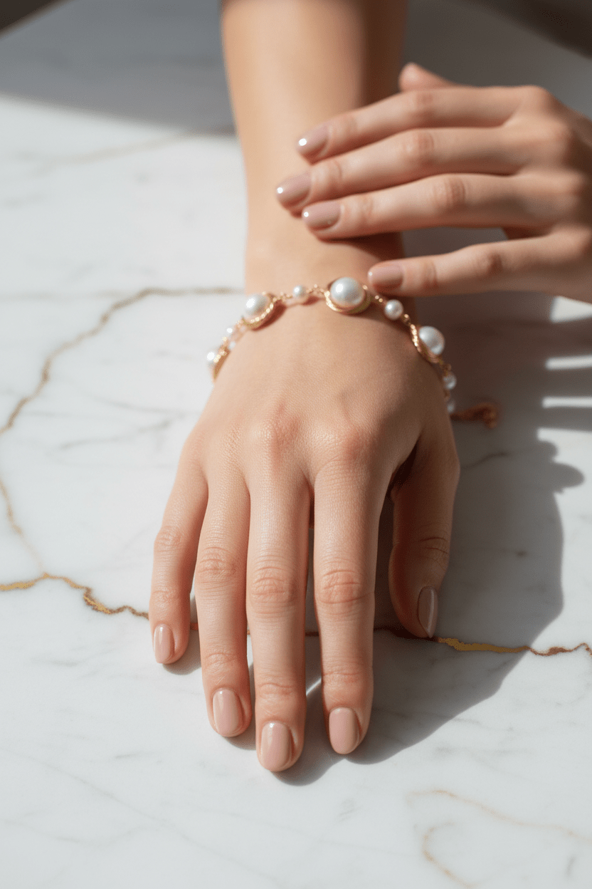 Pearl Bracelet - Marble Surface