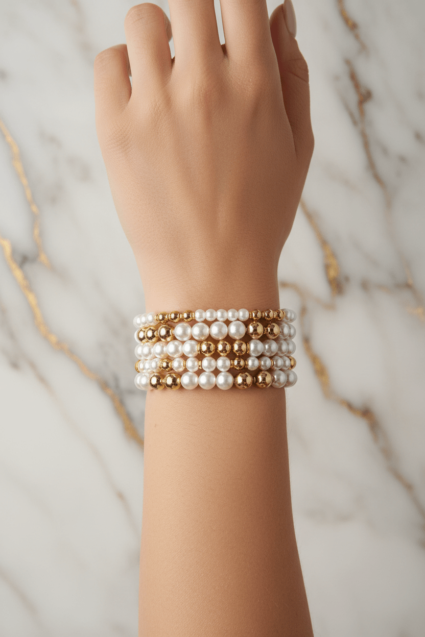 Pearl & Gold Bracelets - Shot 1
