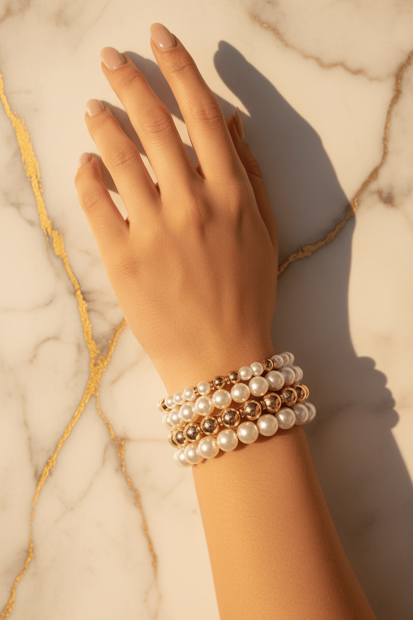 Pearl & Gold Bracelets - Shot 3