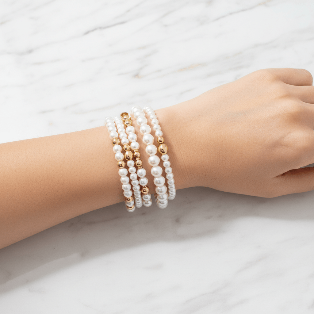 Pearl & Gold Bracelets - Shot 4
