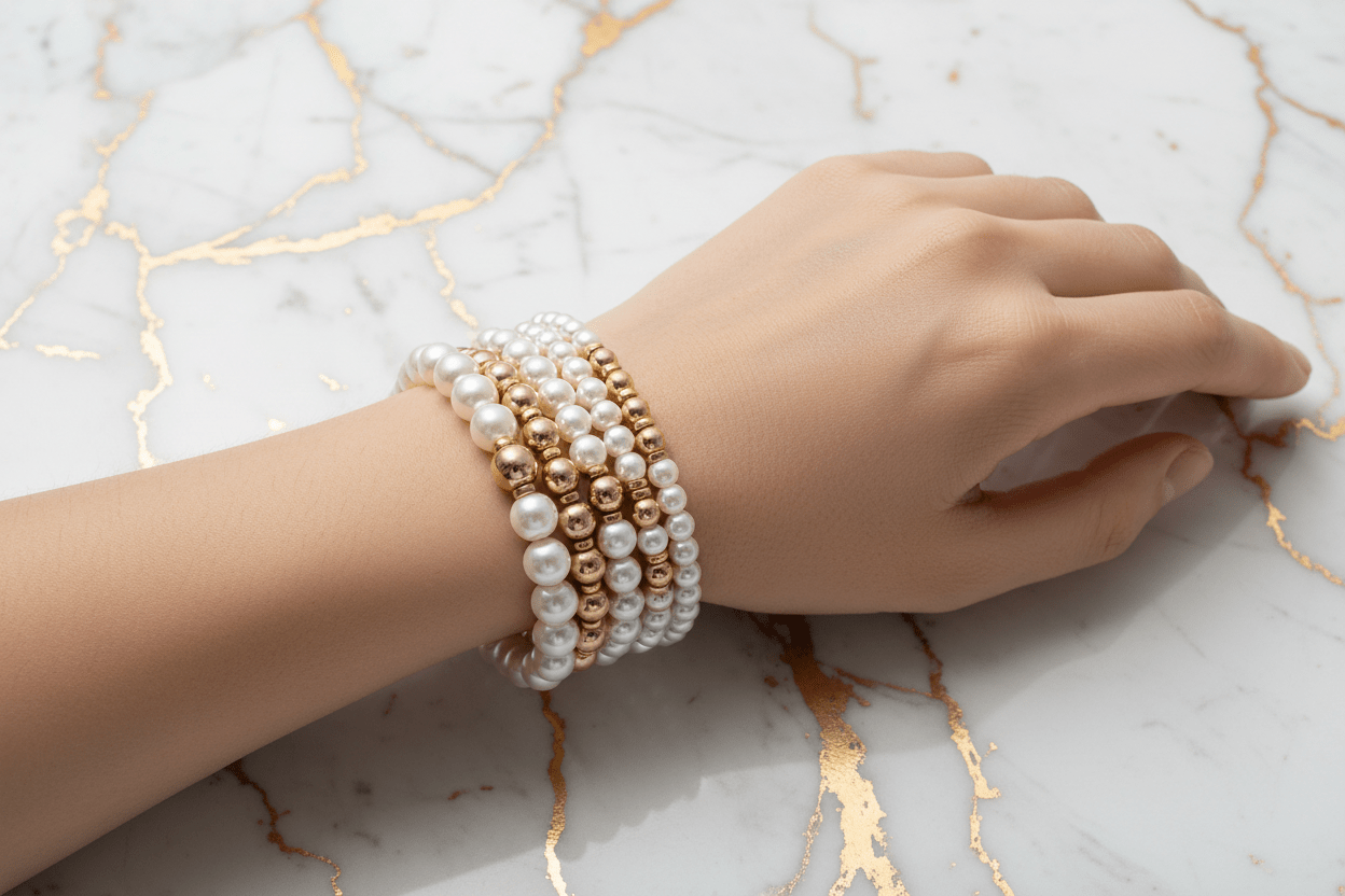 Pearl & Gold Bracelets - Shot 5