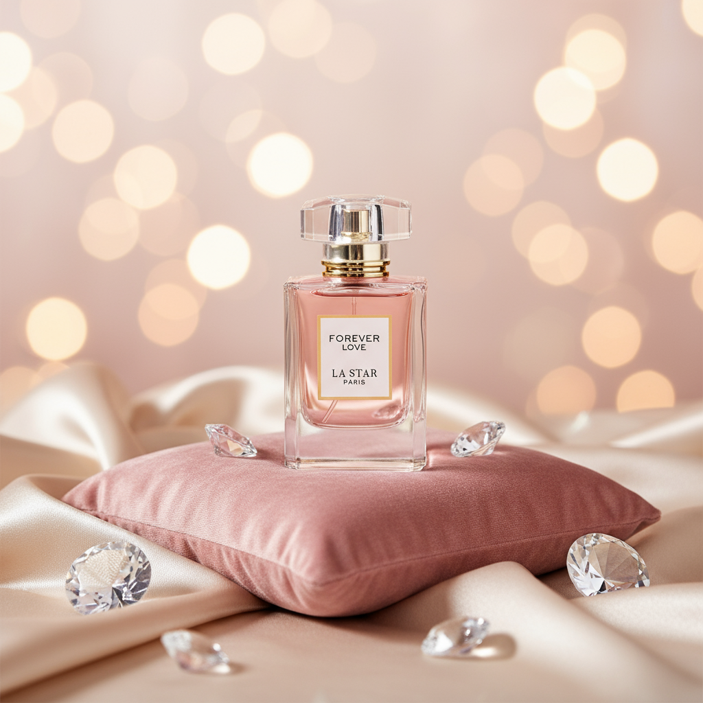 Perfume on velvet cushion