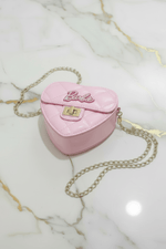 Pink bag - flat with gold chain