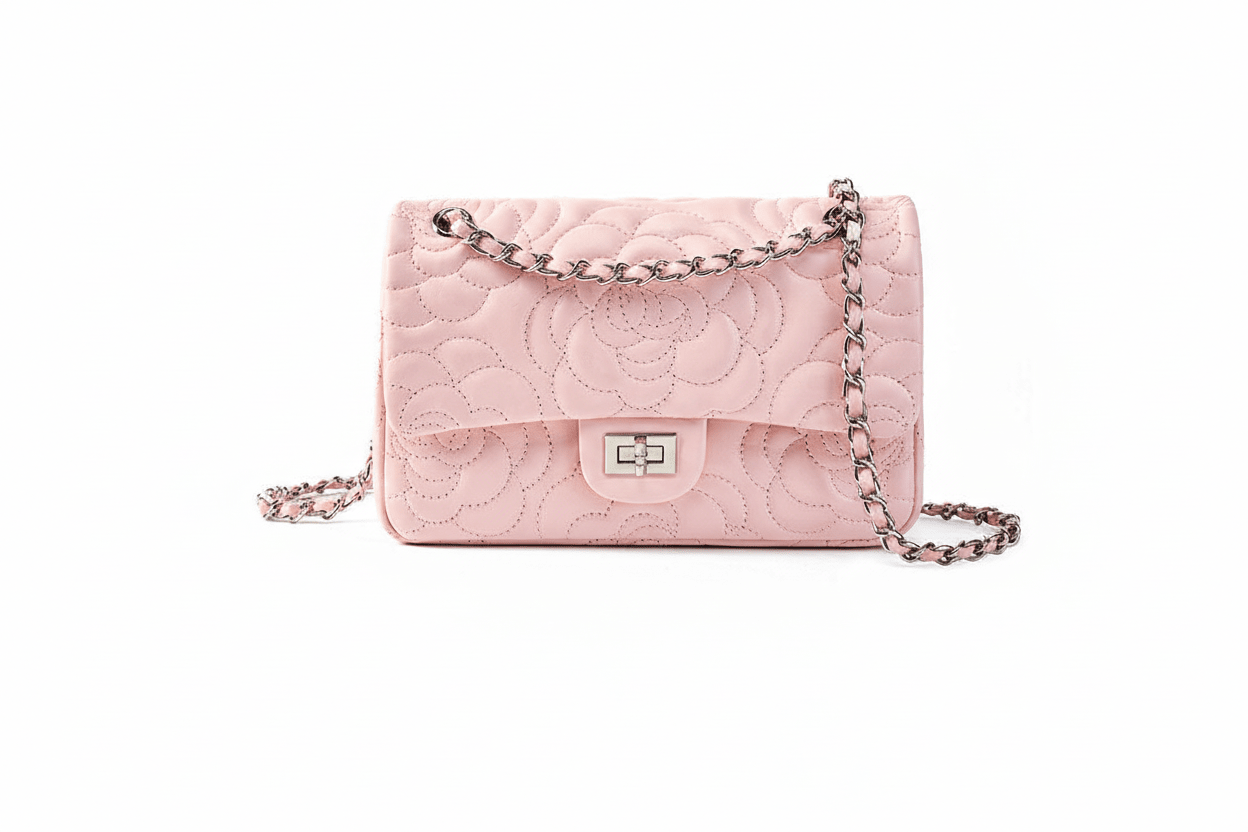 Pink bag - tilted diagonal view