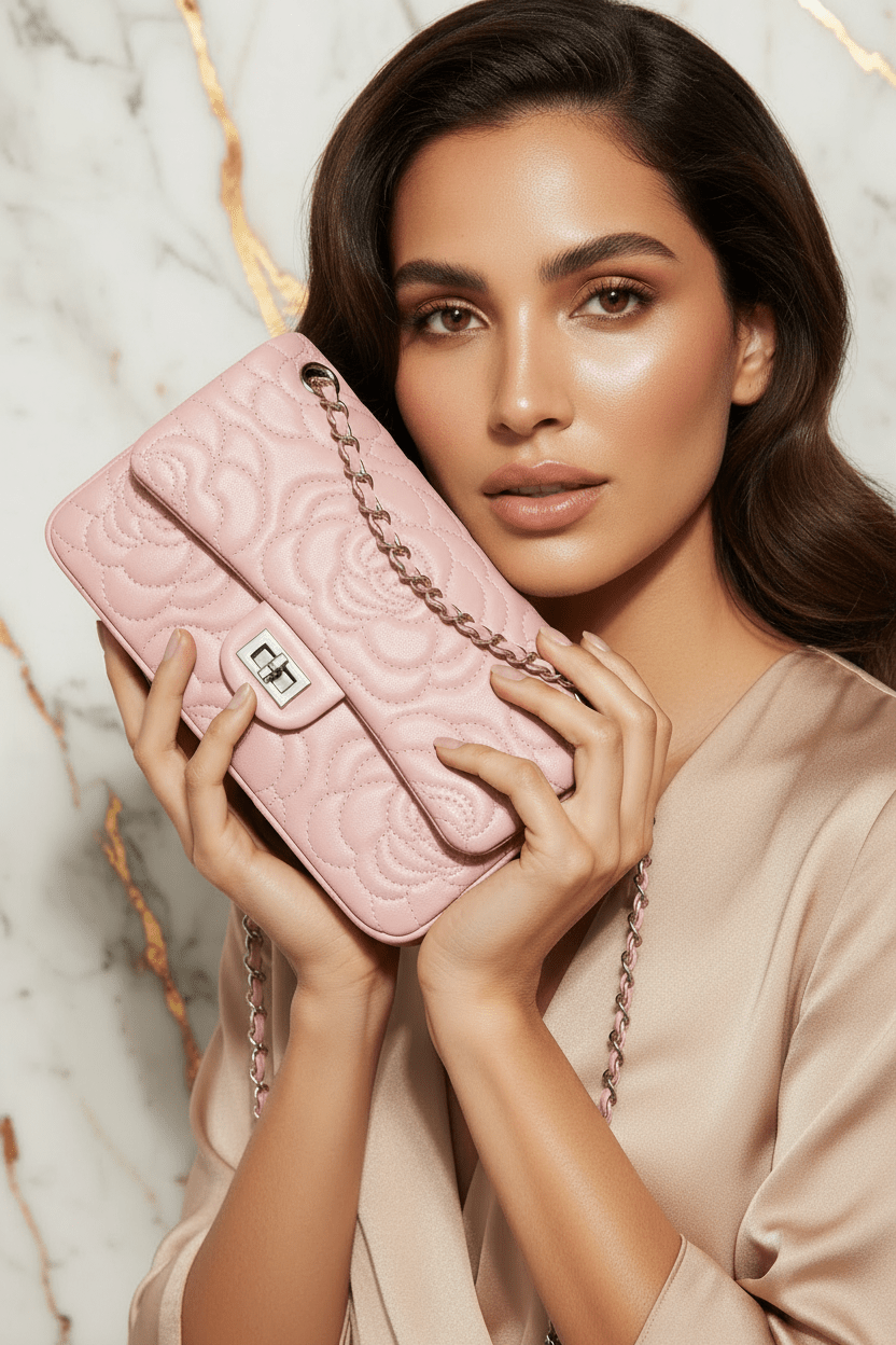 Pink bag with model