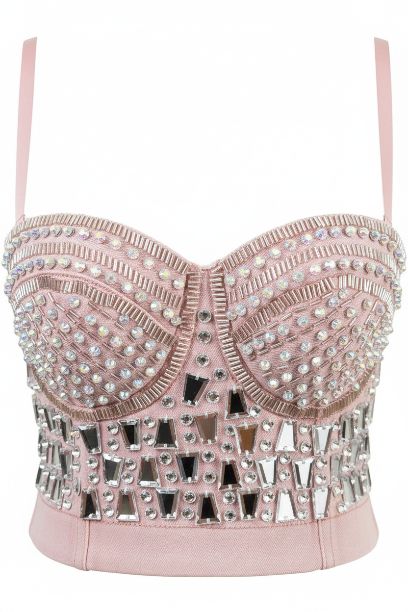 Pink Crystal Bustier - Front Close-up