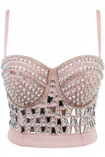 Pink Crystal Bustier - Front Close-up
